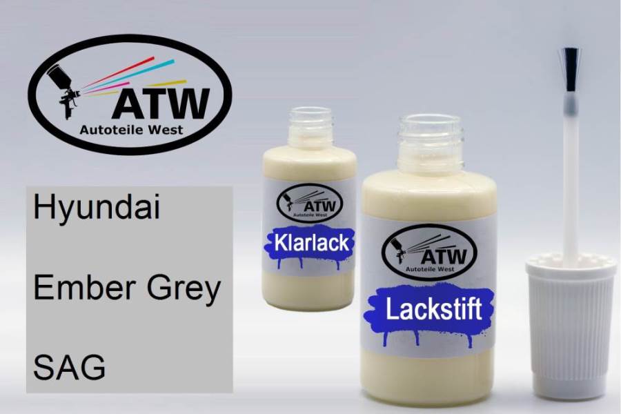 Hyundai, Ember Grey, SAG: 20ml Lackstift + 20ml Klarlack - Set, von ATW Autoteile West.